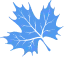 A blue, abstract, maple leaf shaped splash on a gray and black background, suggesting water or a marina.
